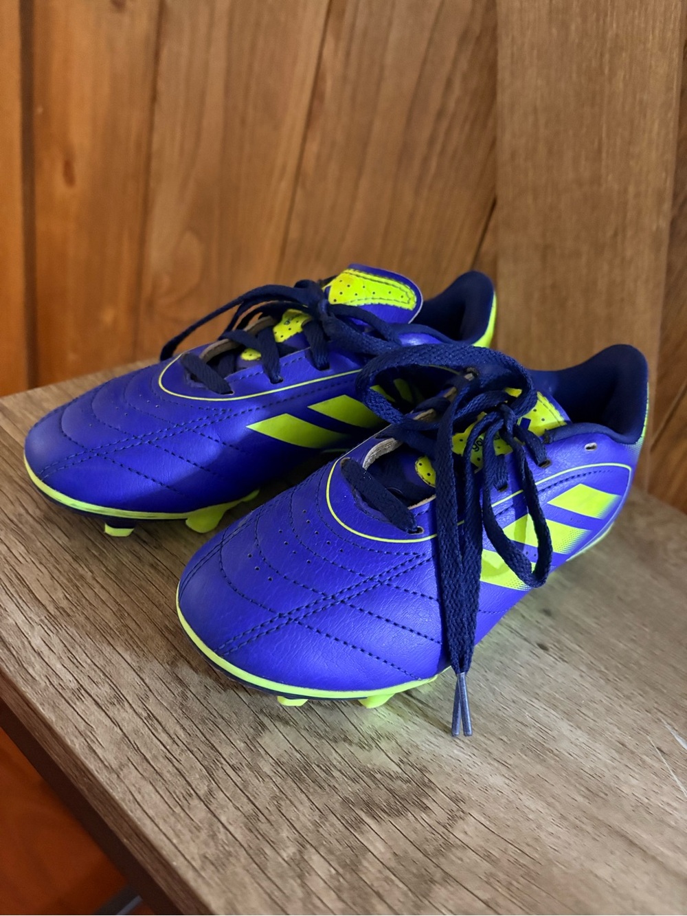 adidas Blue & Neon Yellow Kids Soccer Cleats